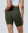 Halara UltraSculpt™ High Waisted Tummy Control Pocket Shaping Training Biker Shorts 7'' - Deep Woodland Green
