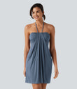 Halter Tie Back Mini Resort Dress with Pockets - Mountain Spring