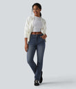 Halara Flex™ Low Rise Zipper Pockets Washed Casual Bootcut Jeans - Paint Blue Denim