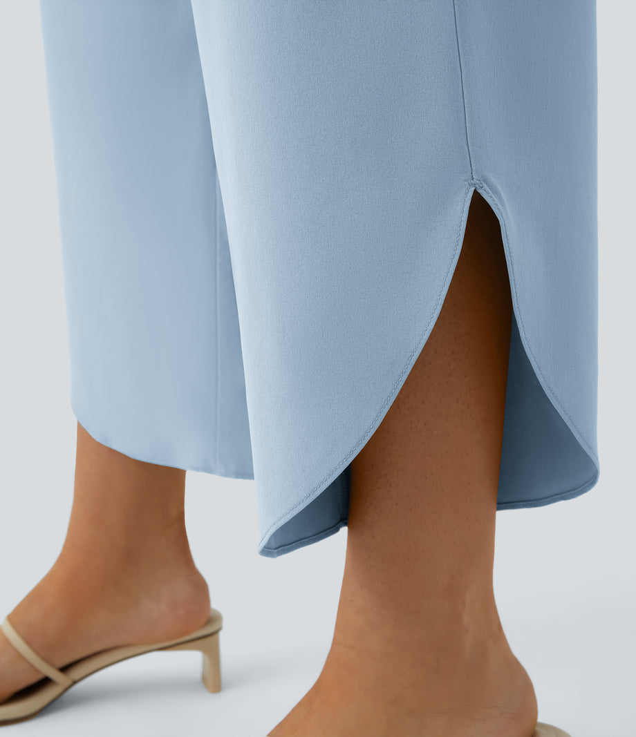 Breezeful™ High Waisted Crossover Quick Dry Resort Pants with Pockets - Ballad Blue