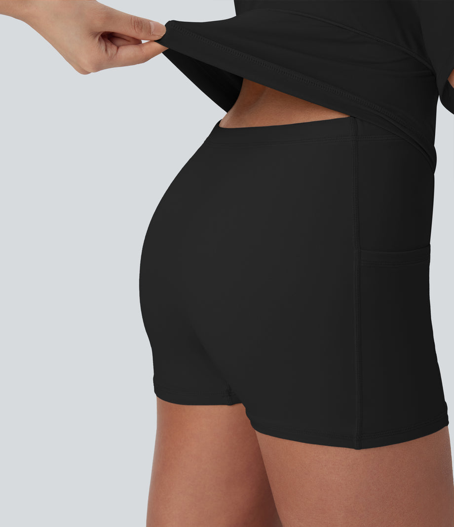 SoftlyZero™ Airy U Neck 2-in-1 Pocket Mini Cool Touch Dance Active Dress-Easy Peezy - Black
