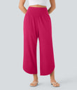 Breezeful™ High Waisted Tummy Control Split Hem Quick Dry Resort Pants with Pockets - Bright Rose