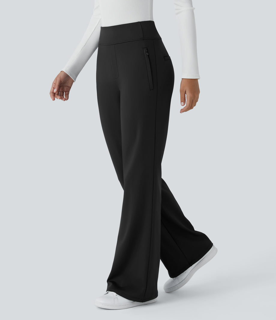 Halara Flex™ DayStretch Mid Rise Side Zipper Pocket Work Flare Pants - Black