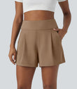 DayStretch High Waisted Work Baggy Shorts 4'' with Pockets - Burro