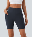 Halara UltraSculpt™ High Waisted Scrunch Butt Lifting Tummy Control Side Pocket Shaping Workout Biker Shorts 7'' - Carbon
