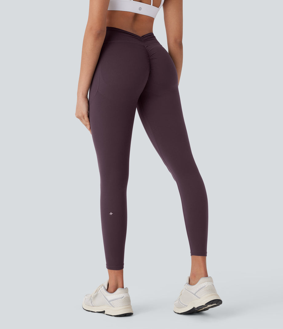 Halara UltraSculpt™ High Waisted Tummy Control Butt Lifting Ruched Pocket Shaping Yoga Leggings - Night's Purple
