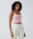 Crisscross Backless Built-in Bra Cropped Running Tank Top A-D Cups - Peachskin