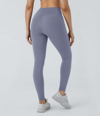 Patitoff™ 2.0 Pet Hair Resistant High Waisted Crossover Side Pocket Yoga Leggings - Smoke Purple Blue