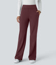 Halara Flex™ DayStretch Mid Rise Side Zipper Pocket Work Flare Pants - Red Mahogany