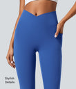 SoftlyZero™ Crossover Pocket Plain Leggings-UPF50+ - Beaucoup Blue