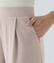 Halara Flex™ High Waisted Body Sculpt Waist-Slimming Pocket Wide Leg Micro Waffle Work Pants - Oat Milk