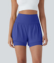 SoftlyZero™ Airy Super High Waisted 2-in-1 Cool Touch Yoga Shorts 5'' with Pockets - Aster Blue