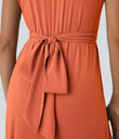 Breezeful™ V Neck Short Sleeve Pocket Tie Back Quick Dry Midi Casual Dress-Longer Length - Flamingo