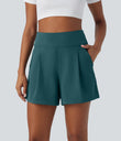 DayStretch High Waisted Work Baggy Shorts 4'' with Pockets - Atlantic Deep