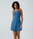 SoftlyZero™ Plush Double Straps 2-Piece Pocket Slip Dance Active Dress A-D Cups - Gloomy Blue