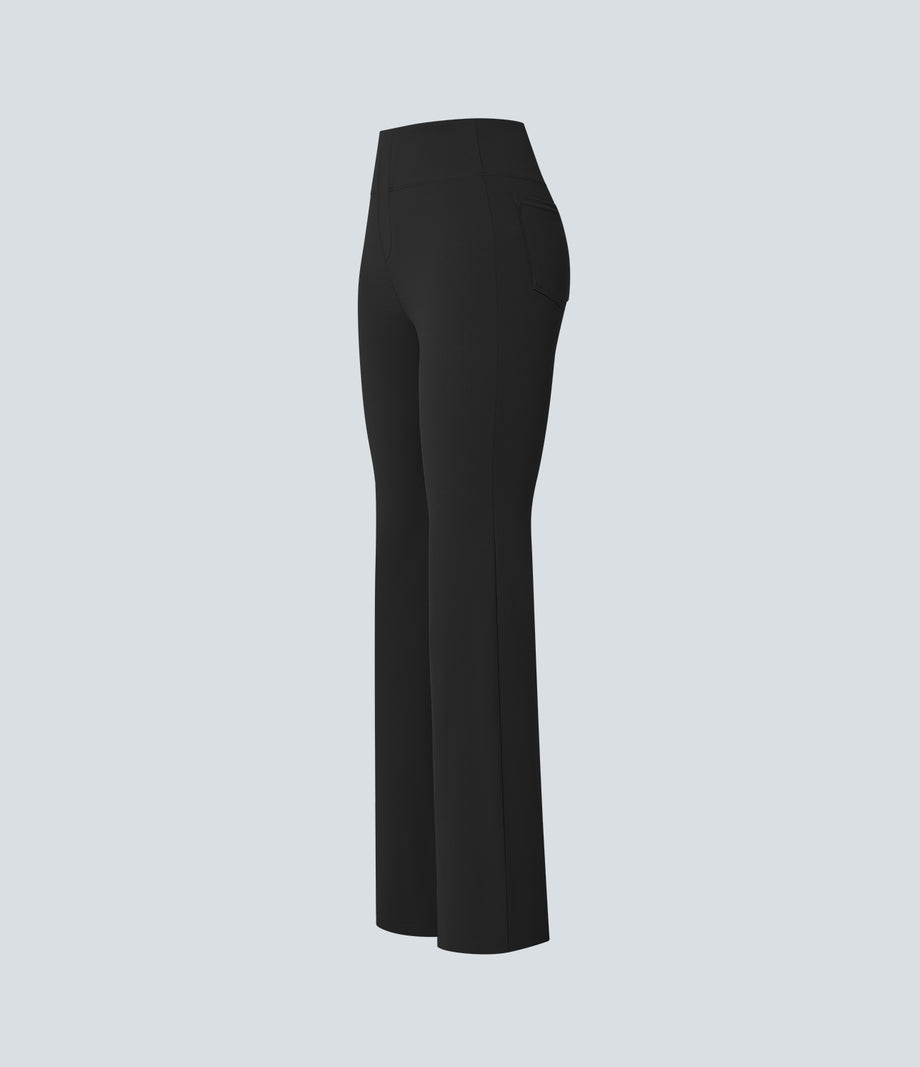 Halara Flex™ High Waisted Back Side Pocket Slight Flare Work Pants - Black