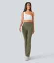 Halara UltraSculpt™ High Waisted Scrunch Butt Lifting Tummy Control Pocket Shaping Yoga Bootcut Leggings - Grass Grey Green