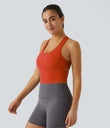 SoftlyZero™ Plush U Neck Racerback Cut Out Cropped Yoga Tank Top - Tigerlily