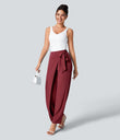 Halara Flex™ High Waisted Tie Side Wide Leg Work Pants - Plum Bossom Red