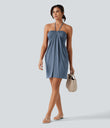 Halter Tie Back Mini Resort Dress with Pockets - Mountain Spring