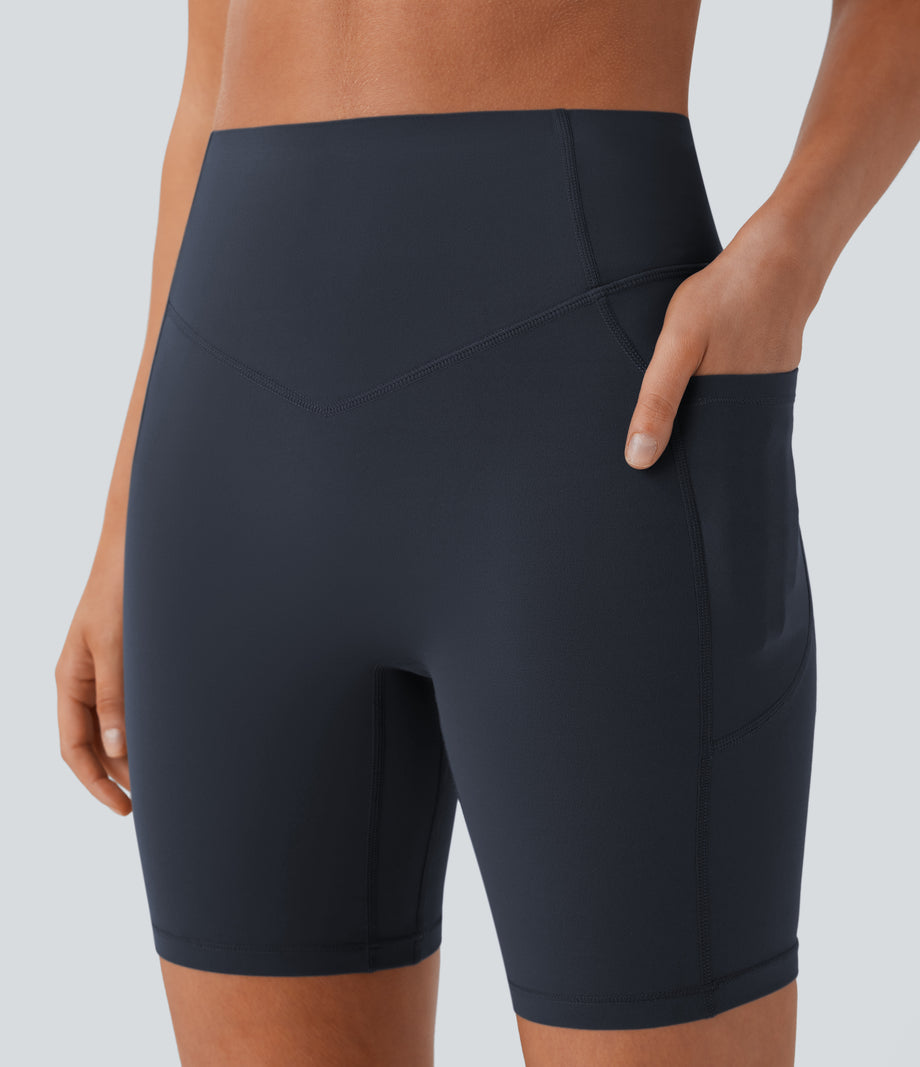 Halara UltraSculpt™ High Waisted Scrunch Butt Lifting Tummy Control Side Pocket Shaping Workout Biker Shorts 7'' - Carbon