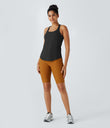 Halara UltraSculpt™ Round Neck Curved Hem Workout Tank Top - Black
