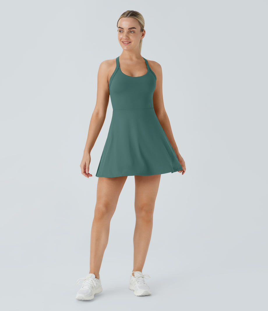 Backless Twisted Active Dress - Blue Spruce