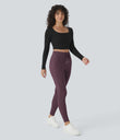 SoftlyZero™ Plush High Waisted Drawstring Pocket Plain Full Length Joggers - Dusky Evening purple