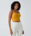 Crisscross Backless Built-in Bra Cropped Running Tank Top A-D Cups - Golden Yellow
