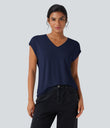 V Neck Short Sleeve Casual T-Shirt - Maritime Blue