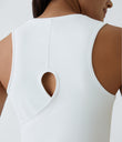 Cut Out Crossover Hem Solid Yoga Tank Top - White