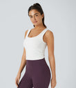 U Neck Crossover Barre Ballet Dance Tank Top A-D Cups - White