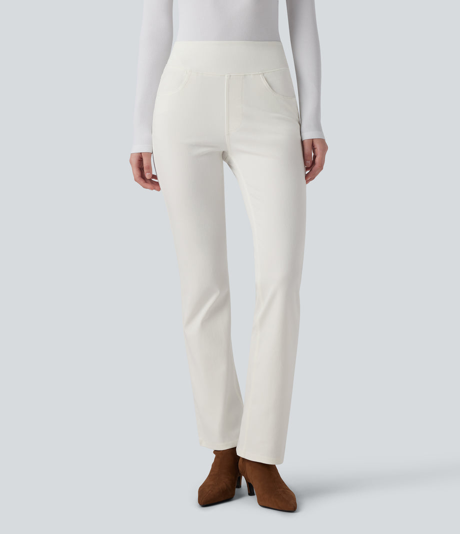 Halara Flex™ High Waisted Pockets Washed Casual Bootcut Jeans - Ivory Denim