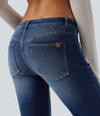 Halara Flex™ Low Rise Flare Washed Casual Jeans with Pockets - Estate Blue Denim