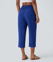 High Waisted Zipper Pocket Cropped Linen-Feel Pants - Surf the Web