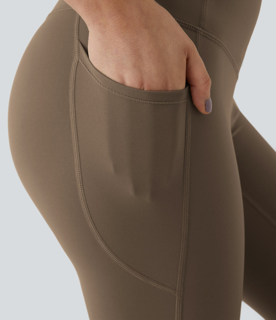 Halara UltraSculpt™ High Waisted Tummy Control Pocket Shaping Training Leggings - Thick Earthy Brown