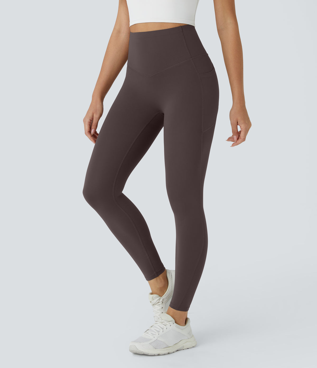 Halara UltraSculpt™ High Waisted Butt Lifting Tummy Control Pocket Shaping Workout Leggings - Hazelnut Black