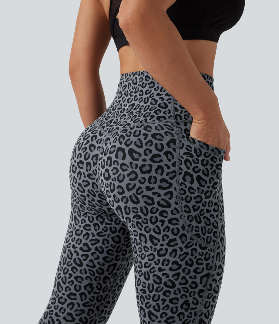 Halara UltraSculpt™ Leopard Print High Waisted Tummy Control Yoga Leggings with Pockets - Charcoal Mist Leopard