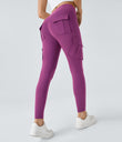 DayStretch High Waisted Cargo Pocket Skinny Yoga Leggings - Deep Orchid