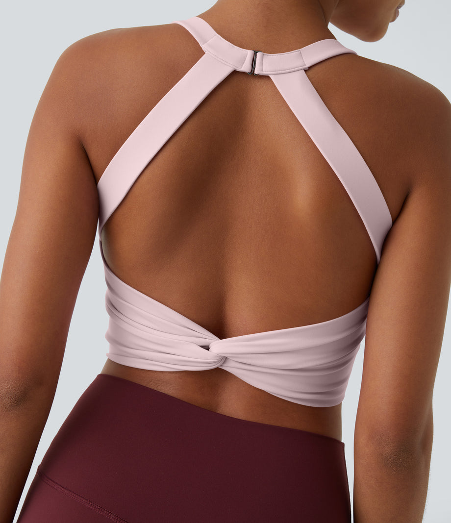 SoftlyZero™ Plush Cut Out Cropped Yoga Tank Top - Primrose Pink