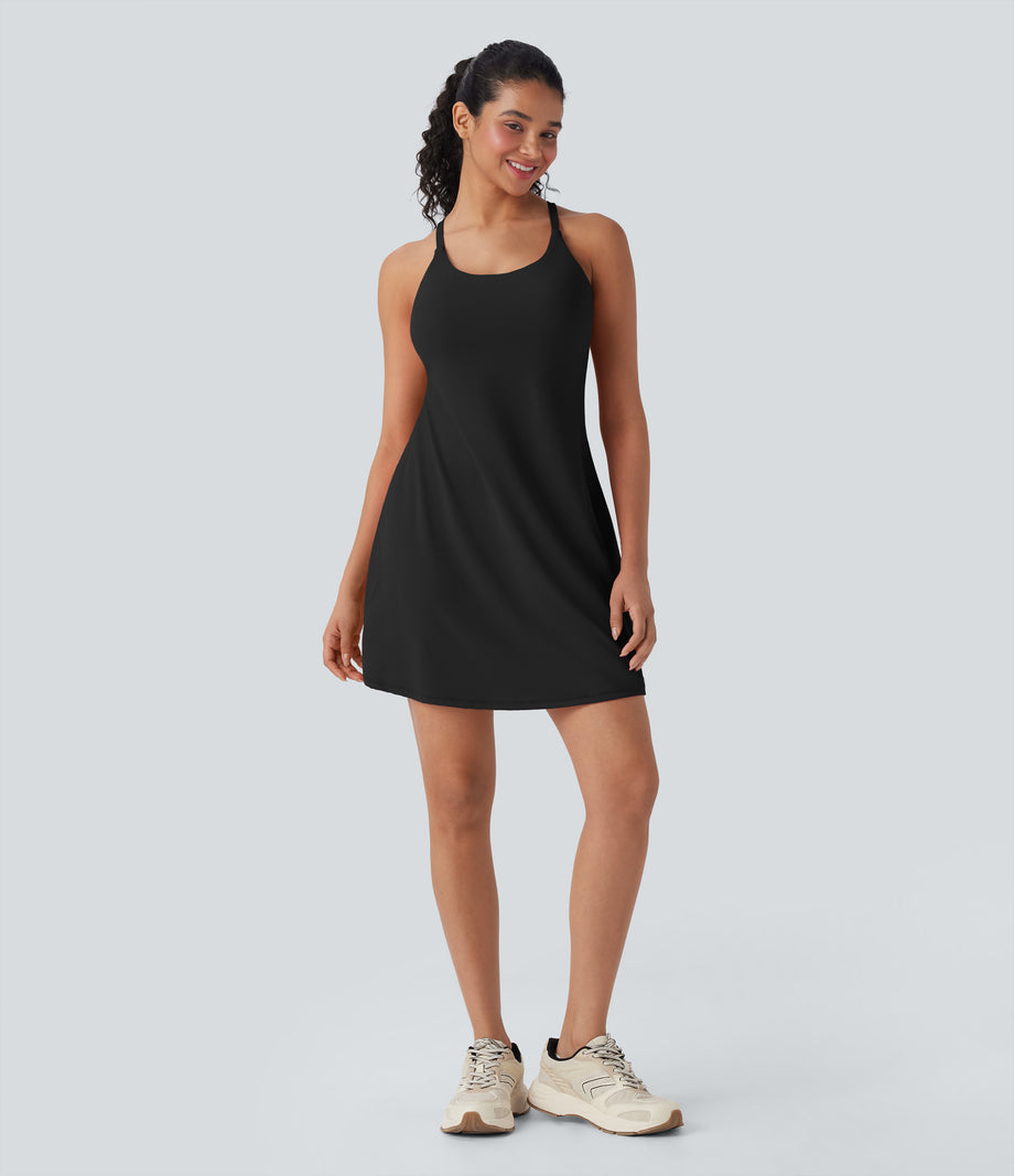 SoftlyZero™ Plush Active Dress-Longer Length-Easy Peezy Edition DD-F Cups - Black