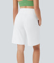 SoftlyZero™ Airy High Waisted Pockets Cool Touch Yoga Bermuda Shorts - White
