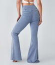 Halara Flex™ High Waisted Crossover Pocket Cool Touch Washed Casual Jeans - Tile Blue Denim