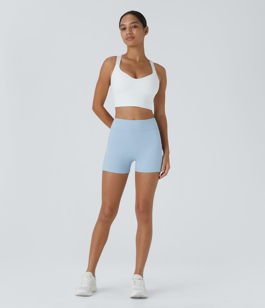 SoftlyZero™ Airy High Waisted Pocket Plain Cool Touch Yoga Shorts 3.5"-UPF50+ - Angel Falls