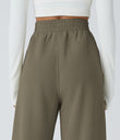 High Waisted Pocket Straight Leg Baggy Mop Corduroy Casual Pants - Sea Turtle