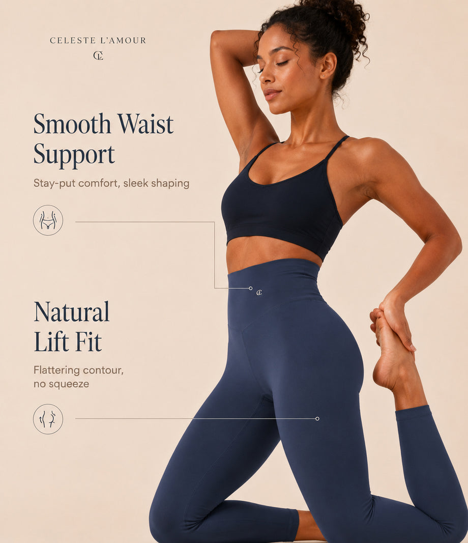 Indigo Blue - movement, no-roll fit