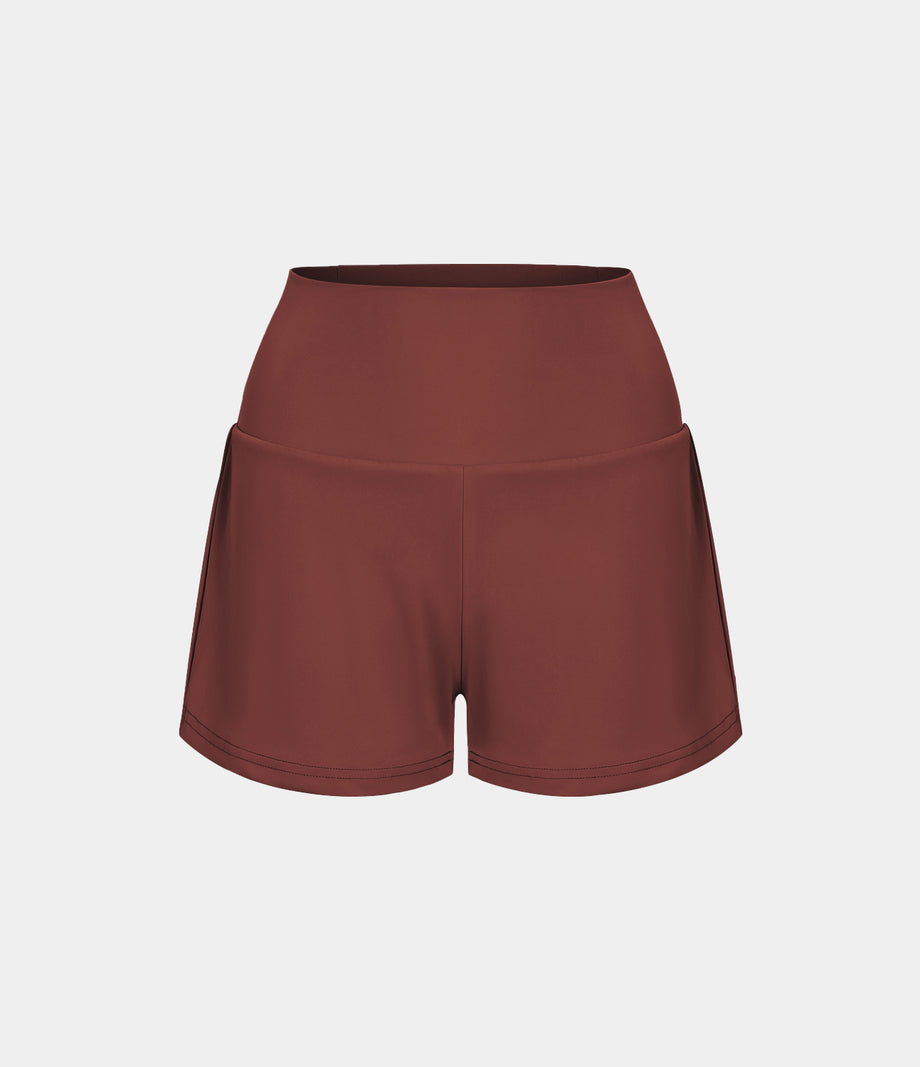 SoftlyZero™ Airy Super High Waisted 2-in-1 Cool Touch Yoga Shorts with Pockets - Madder Brown
