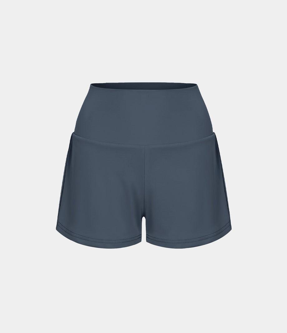 SoftlyZero™ Airy Super High Waisted 2-in-1 Cool Touch Yoga Shorts with Pockets - Mood Indigo