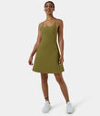 SoftlyZero™ Airy Cut Out 2-in-1 Pocket Cool Touch Longer Active Dress-UPF50+ - Olive Green