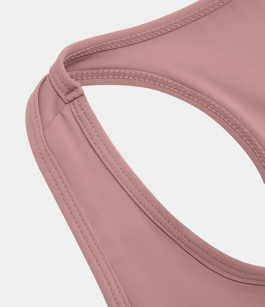 SoftlyZero™ Plush U Neck Racerback Cut Out Cropped Yoga Tank Top - Ash Rose